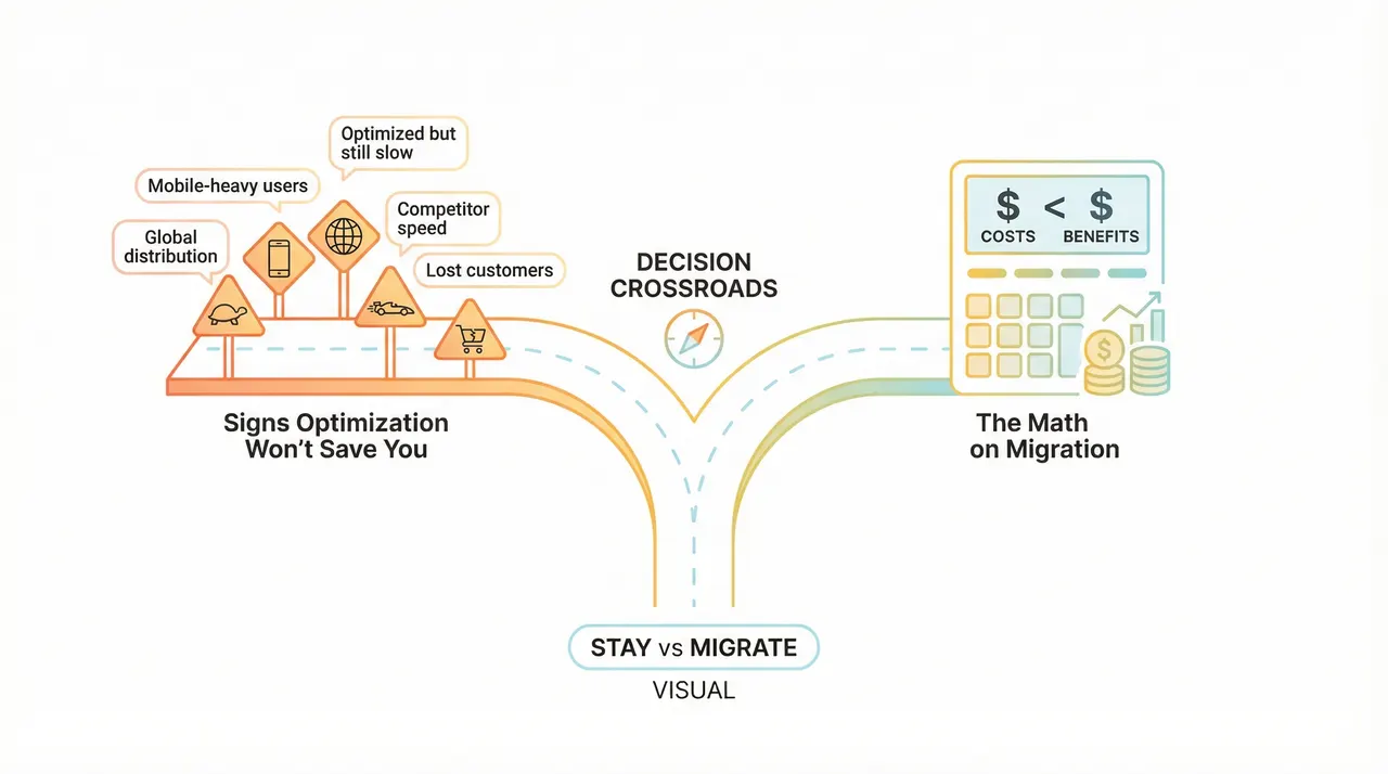 Decision crossroads: Signs optimization won't save you vs the math on migration