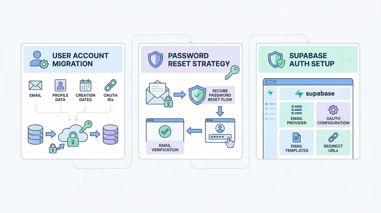 Authentication Migration - User Accounts, Password Reset, Supabase Auth